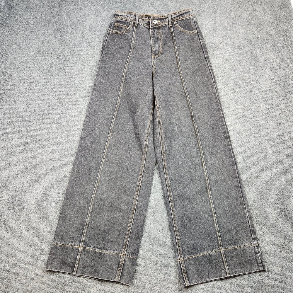 New In Jeans Womens Medium Black High Rise Wide Leg Elastic Waist Denim